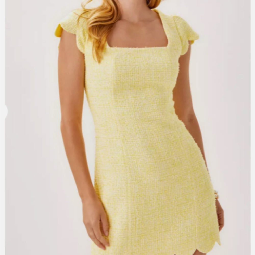 NWT Lilly Pulitzer Maisley Boucle shift dress Finch Yellow Tweed Dress